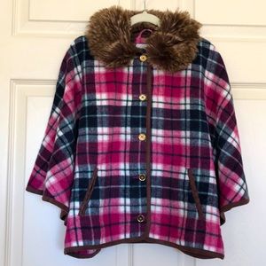 Janie & Jack 7/8 equestrian cape with fur collar